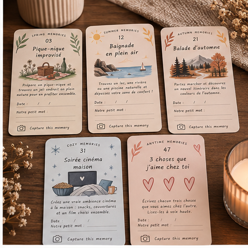 52 Memories - exemples de cartes d'activités